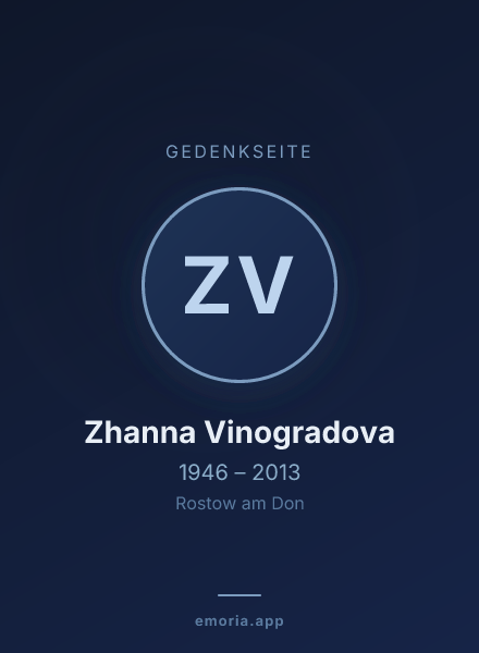 Gedenkportrait von Zhanna Vinogradova