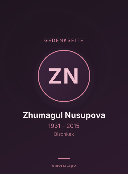 Gedenkportrait von Zhumagul Nusupova