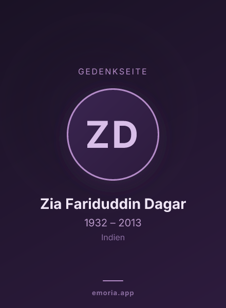 Gedenkportrait von Zia Fariduddin Dagar