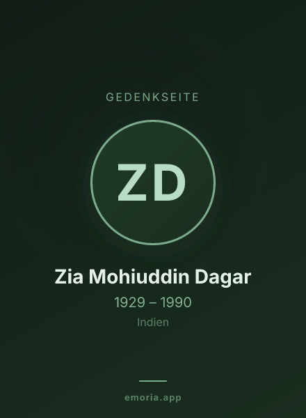Gedenkportrait von Zia Mohiuddin Dagar