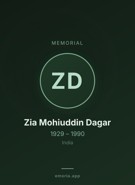 Memorial portrait of Zia Mohiuddin Dagar