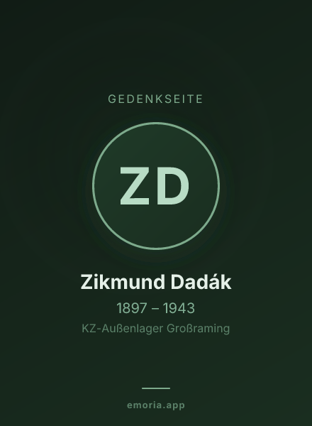 Gedenkportrait von Zikmund Dadák