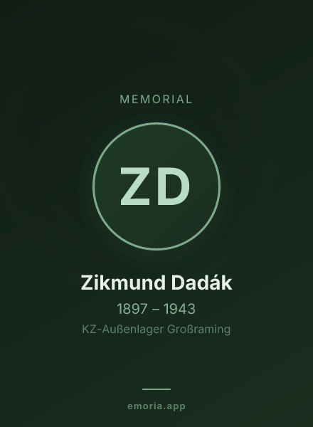 Memorial portrait of Zikmund Dadák