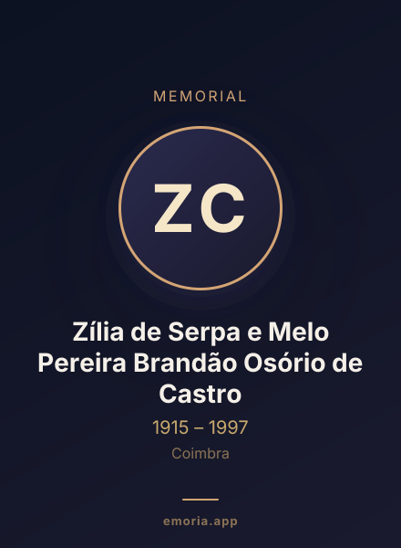 Memorial portrait of Zília de Serpa e Melo Pereira Brandão Osório de Castro