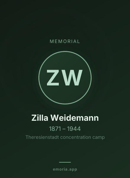 Memorial portrait of Zilla Weidemann