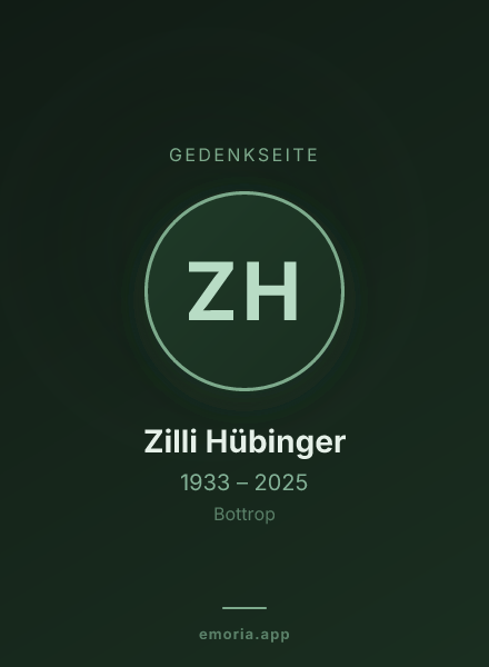Gedenkportrait von Zilli Hübinger