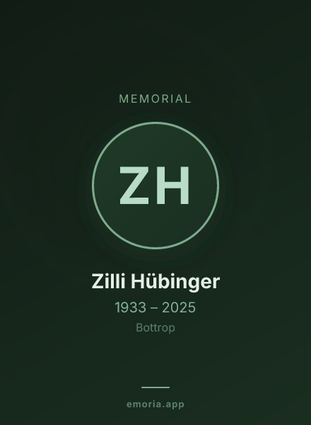 Memorial portrait of Zilli Hübinger