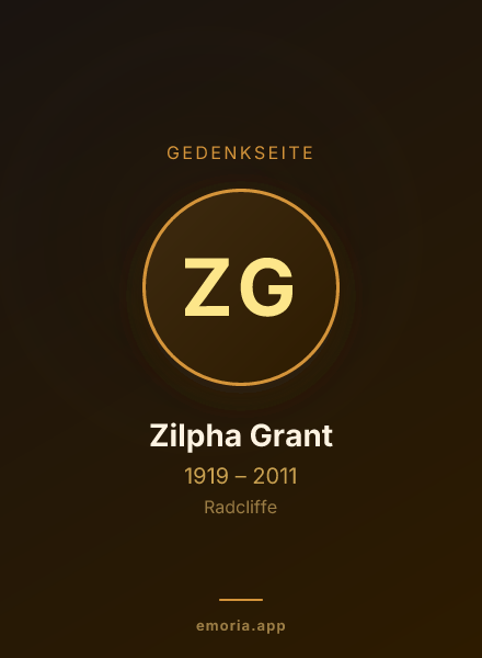 Gedenkportrait von Zilpha Grant