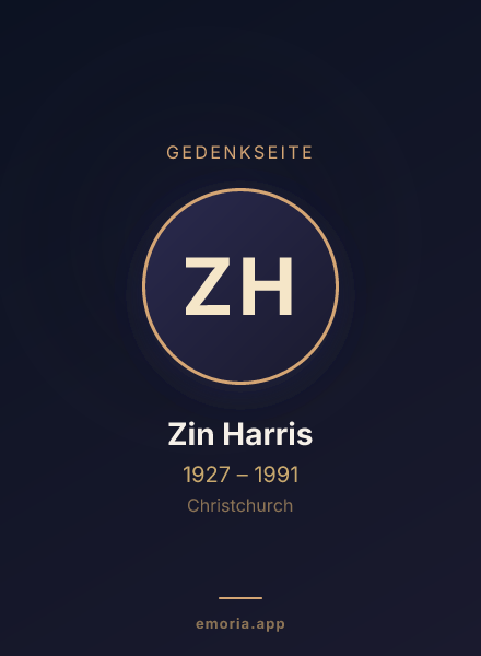 Gedenkportrait von Zin Harris