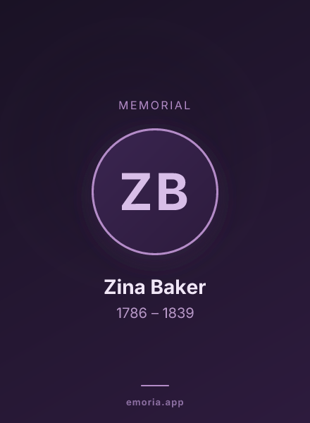 Memorial portrait of Zina Baker