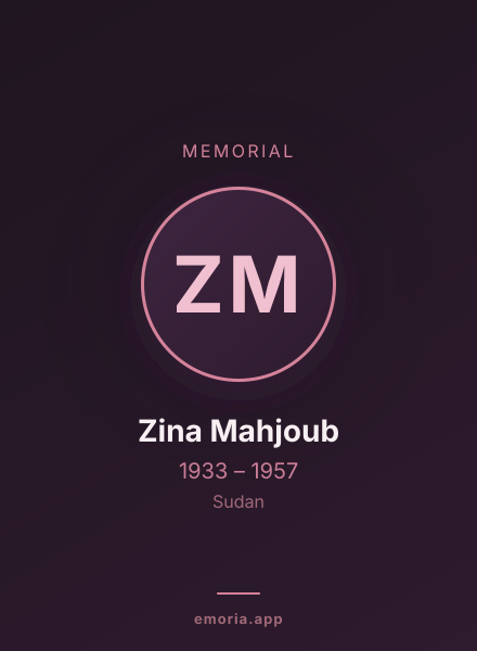 Memorial portrait of Zina Mahjoub