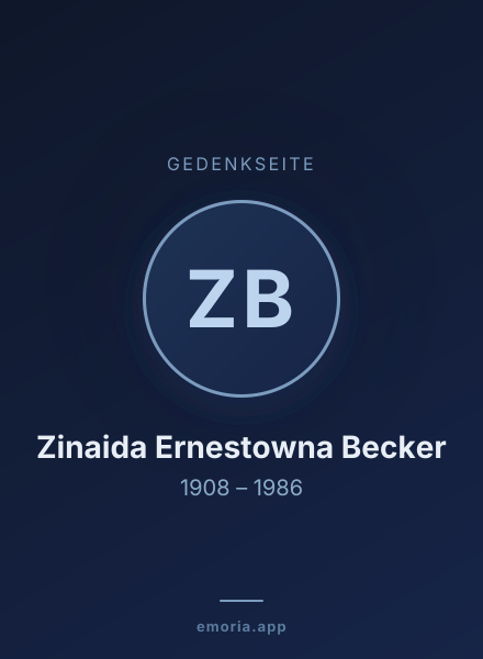 Gedenkportrait von Zinaida Ernestowna Becker
