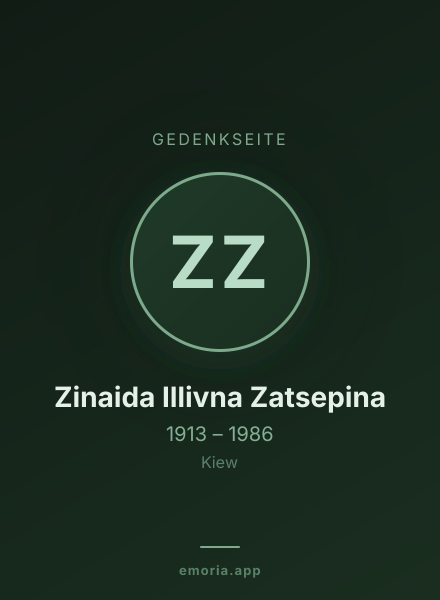 Gedenkportrait von Zinaida Illivna Zatsepina