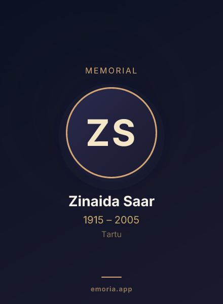 Memorial portrait of Zinaida Saar