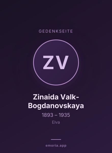 Gedenkportrait von Zinaida Valk-Bogdanovskaya