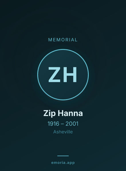 Memorial portrait of Zip Hanna