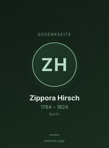 Gedenkportrait von Zippora Hirsch