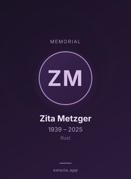 Memorial portrait of Zita Metzger
