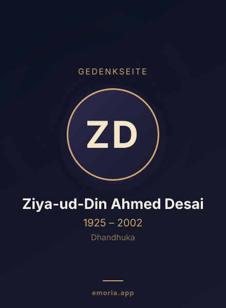 Gedenkportrait von Ziya-ud-Din Ahmed Desai