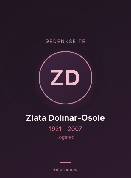 Gedenkportrait von Zlata Dolinar-Osole