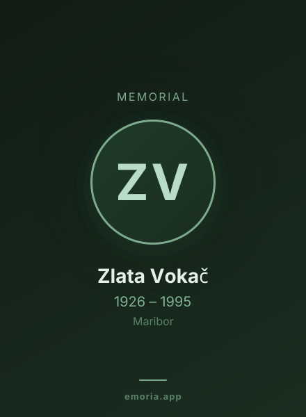 Memorial portrait of Zlata Vokač