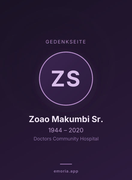 Gedenkportrait von Zoao Makumbi Sr.