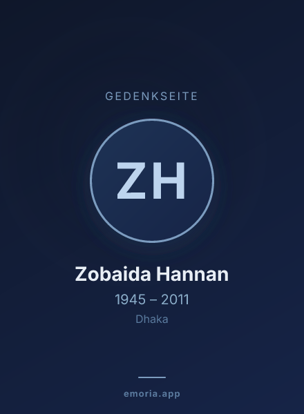 Gedenkportrait von Zobaida Hannan
