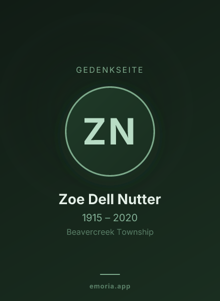 Gedenkportrait von Zoe Dell Nutter