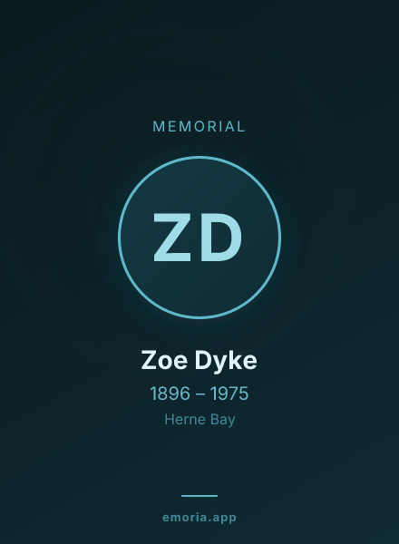 Memorial portrait of Zoe Dyke