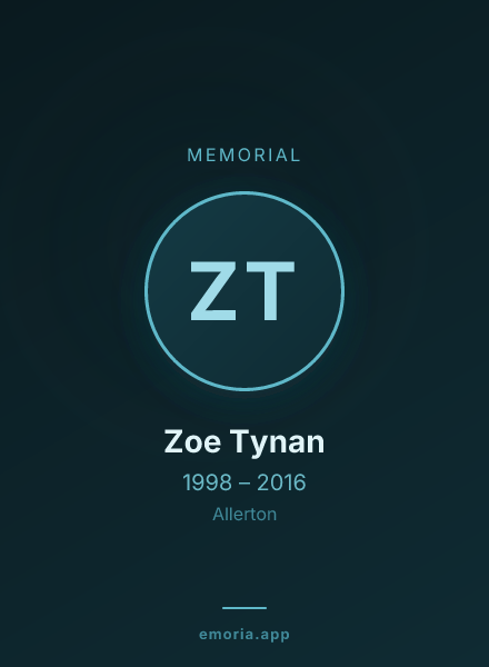Memorial portrait of Zoe Tynan