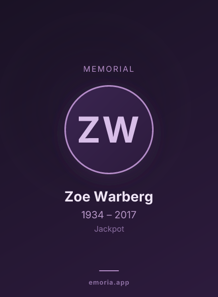 Memorial portrait of Zoe Warberg