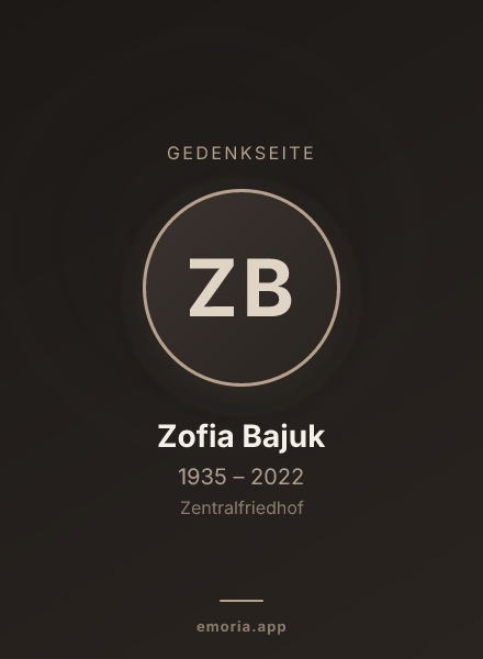 Gedenkportrait von Zofia Bajuk