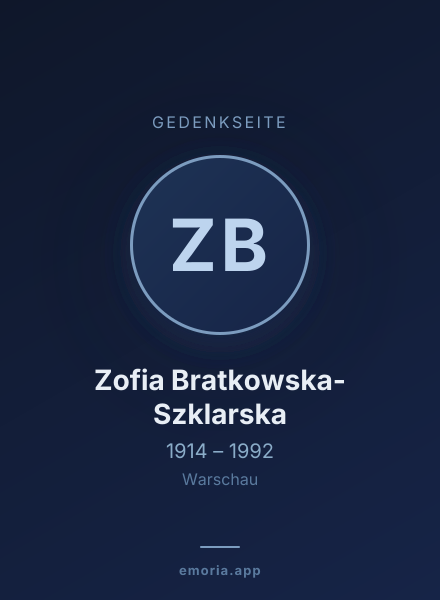Gedenkportrait von Zofia Bratkowska-Szklarska