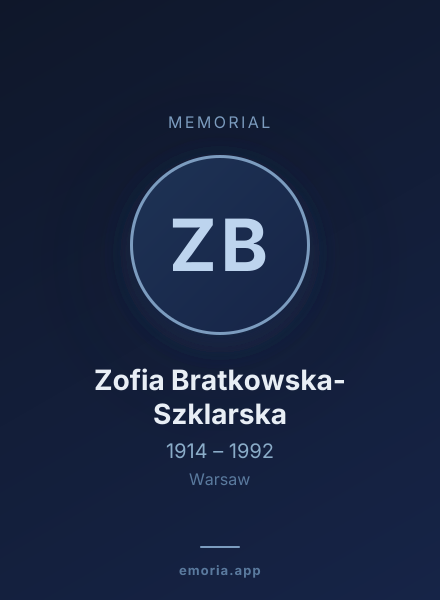 Memorial portrait of Zofia Bratkowska-Szklarska
