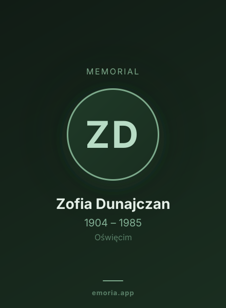 Memorial portrait of Zofia Dunajczan