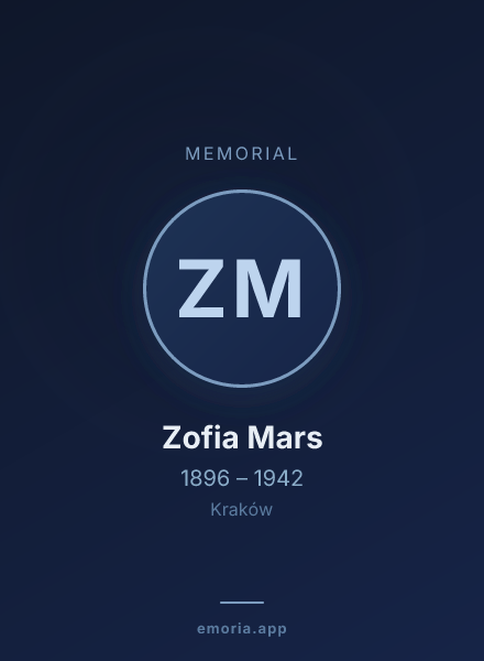 Memorial portrait of Zofia Mars