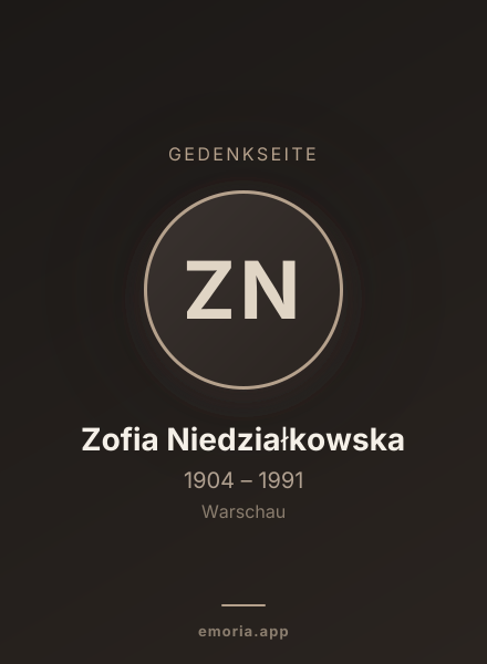 Gedenkportrait von Zofia Niedziałkowska