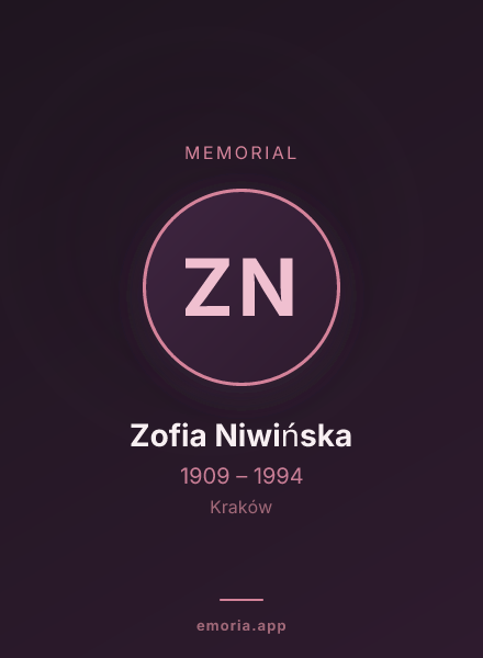 Memorial portrait of Zofia Niwińska