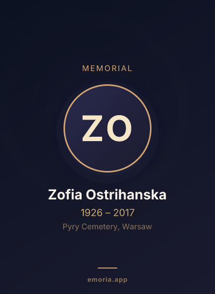 Memorial portrait of Zofia Ostrihanska