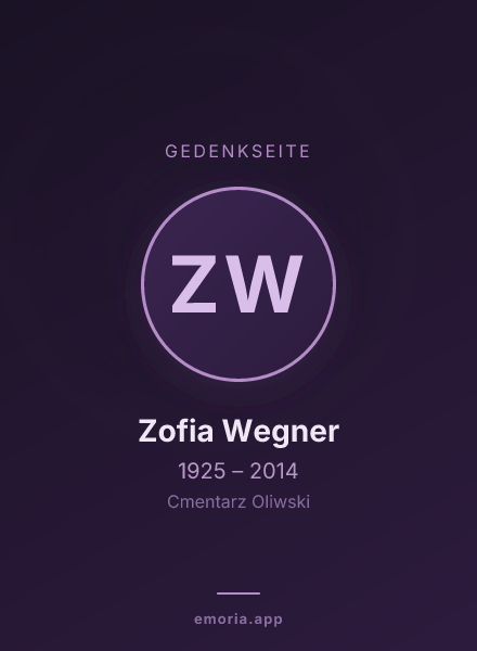 Gedenkportrait von Zofia Wegner