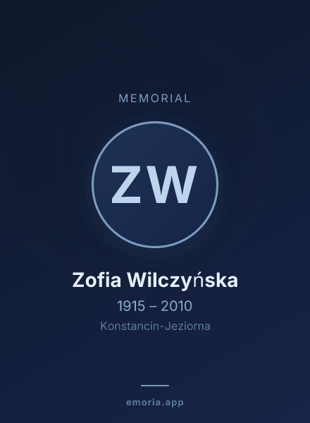 Memorial portrait of Zofia Wilczyńska