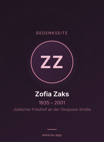 Gedenkportrait von Zofia Zaks