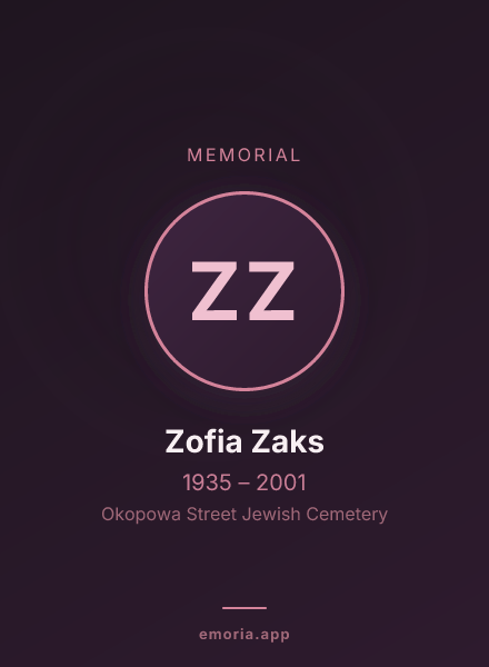 Memorial portrait of Zofia Zaks