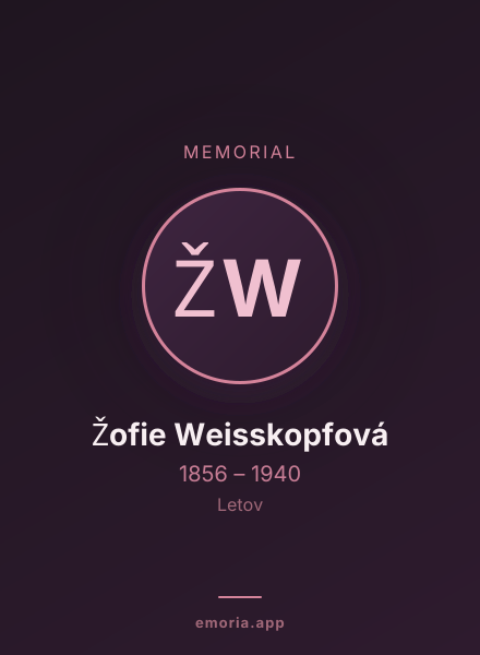 Memorial portrait of Žofie Weisskopfová