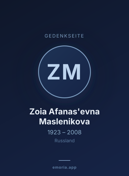 Gedenkportrait von Zoia Afanas'evna Maslenikova