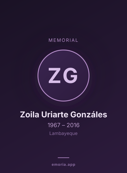 Memorial portrait of Zoila Uriarte Gonzáles