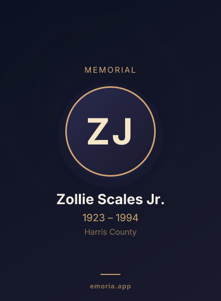 Memorial portrait of Zollie Scales Jr.