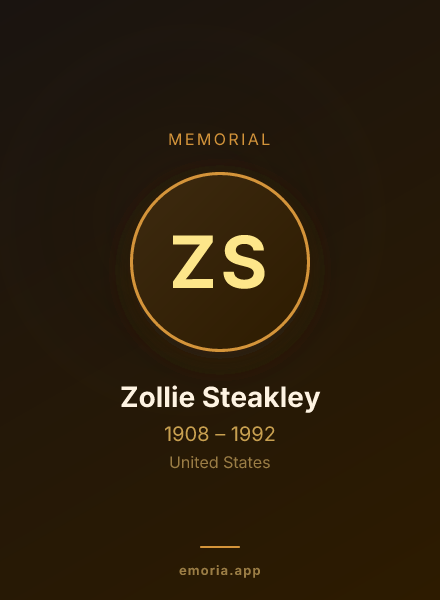 Memorial portrait of Zollie Steakley