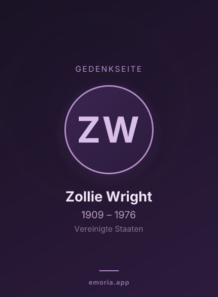 Gedenkportrait von Zollie Wright