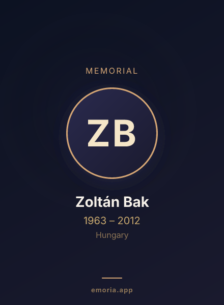 Memorial portrait of Zoltán Bak